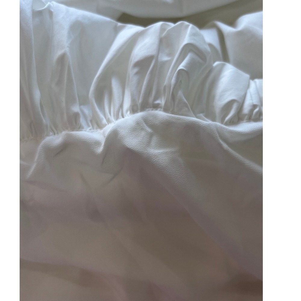 Cinq a Sept Effie White Bubble Hem Midi Dress Cotton V-Neck Cross Back Size 6 - Picture 8 of 11